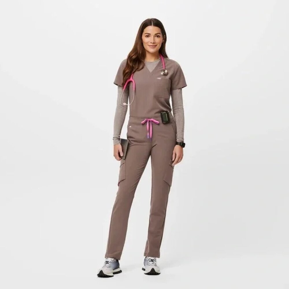 Figs Smokey Taupe Scrub Top & Pants Size XS